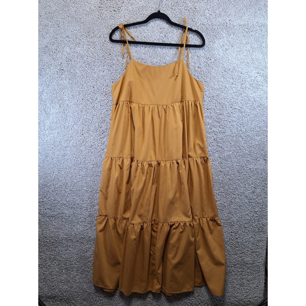 ODDI Dress Womens M Mustard Yellow Tiered Midi Sun Dress Boho Cottagecore‎ Chic